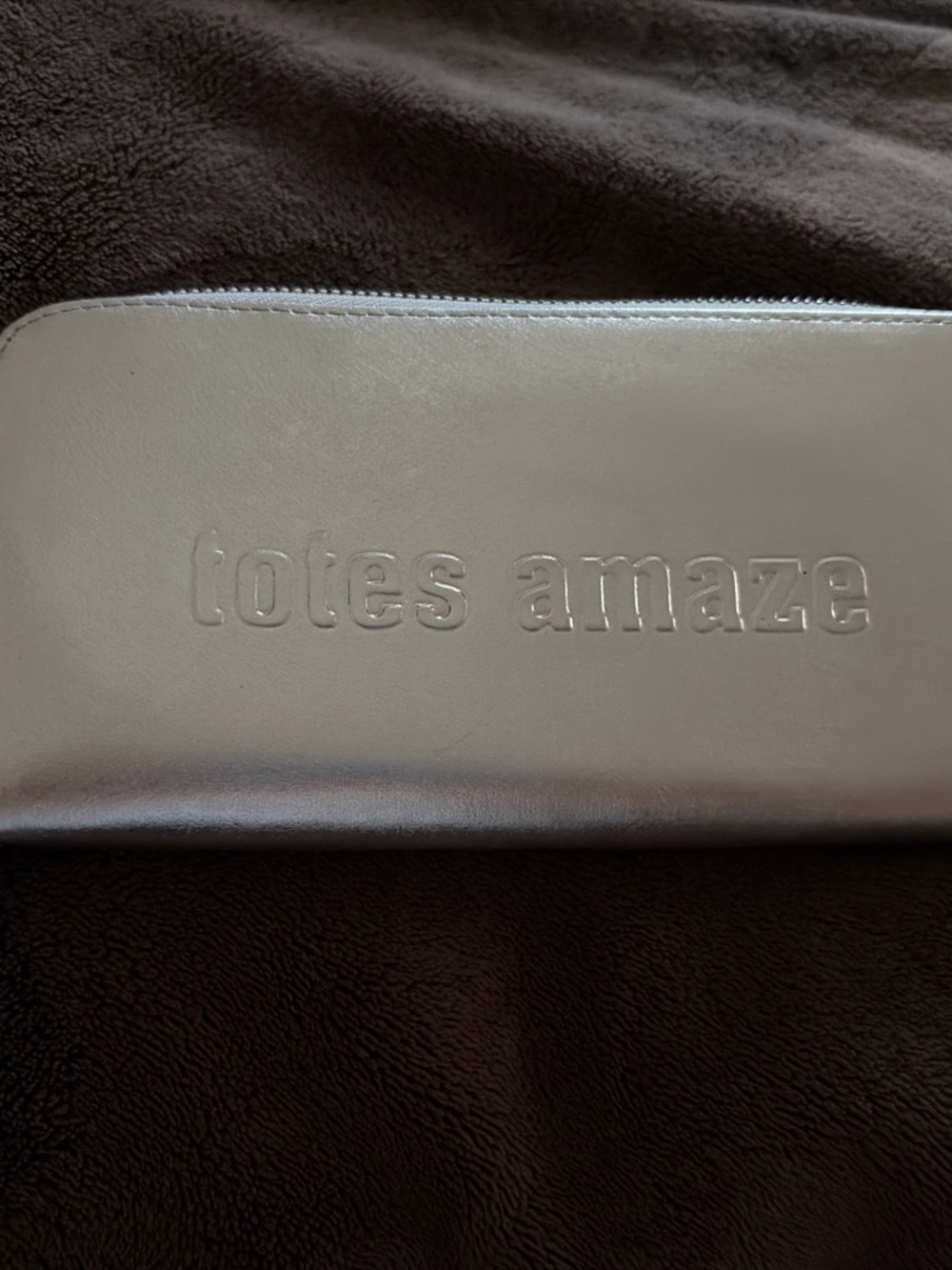 totes Silver Embossed 'totes amaze' Clutch